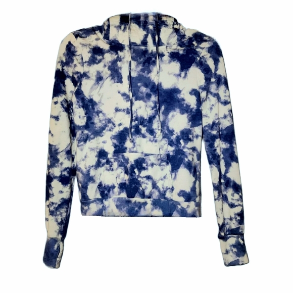 Blue & White Funnel Neck Tye Dye Hoodie by True Craft - Ladies Small - Picture 1 of 7